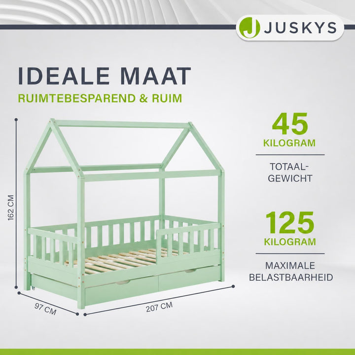 Kinderbed Marli 90x200 cm met bedlade – huisbed, wit