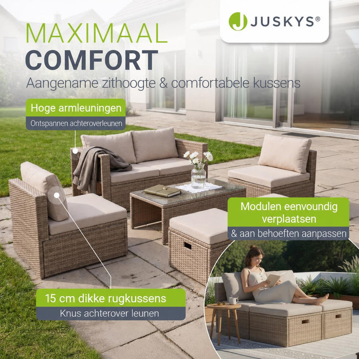 Wicker loungeset Salou – 6 personen, incl. kussens en tafel