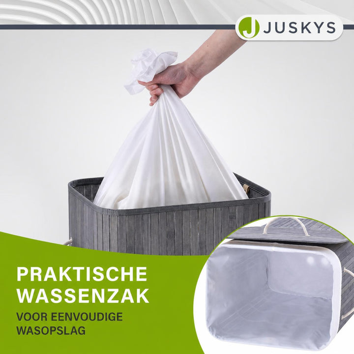 Bamboe wasmand Curly – 72 liter, met deksel en waszak