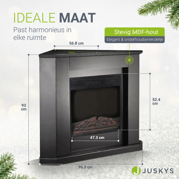 Elektrische haard met verwarming – vlameffect in meerdere standen