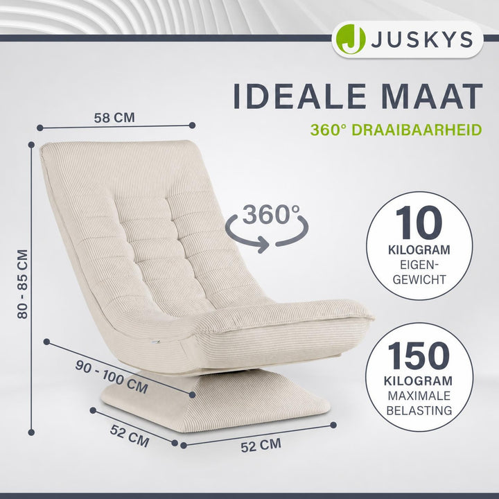 Relaxfauteuil Korsika van ribstof – 360° draaibaar, beige
