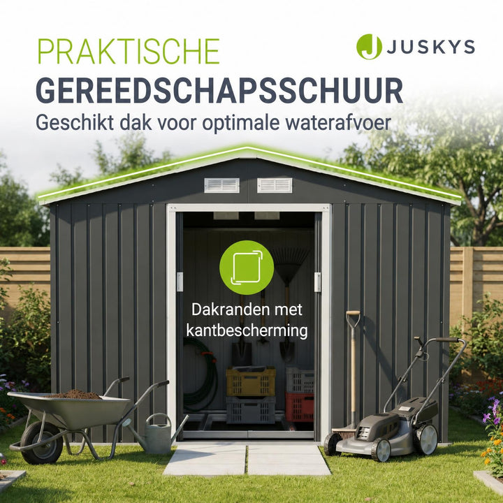 Metalen tuinhuis – verzinkt staal, lessenaarsdak, afsluitbaar
