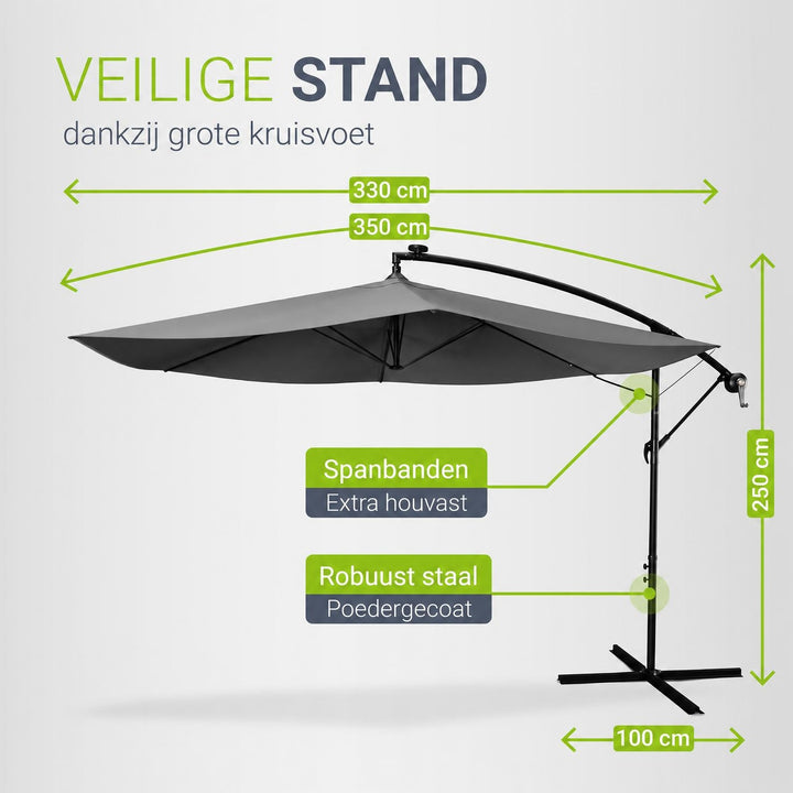 Zweefparasol Brazil – 300 cm, met slinger, voet en hoes