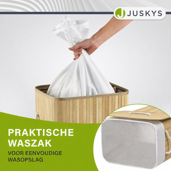 Bamboe wasmand Curly – 72 liter, met deksel en waszak