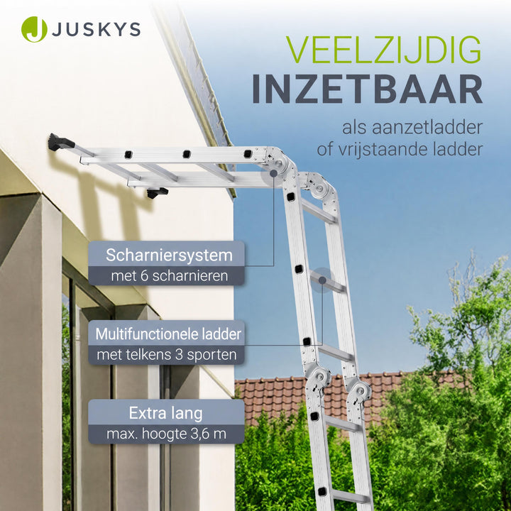 Aluminium multifunctionele ladder – 3,6 m, vrijstaand of leunend