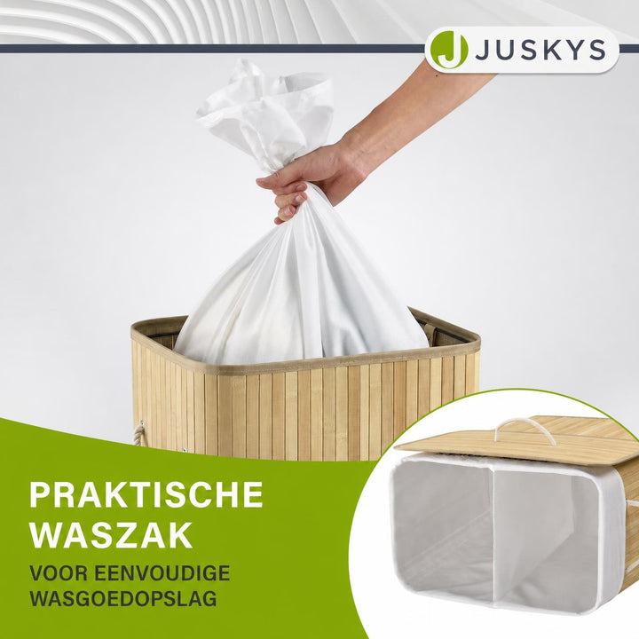 Bamboe wasmand Curly – 72 liter, met deksel en waszak