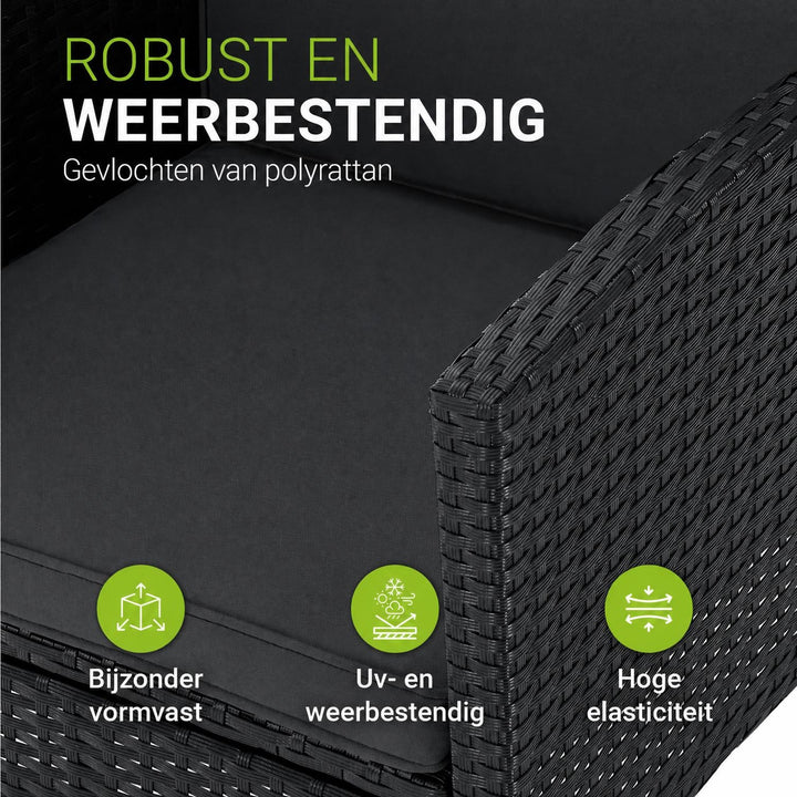 Wicker tuinset Turin – 6-delig voor 7 personen, incl. kussens
