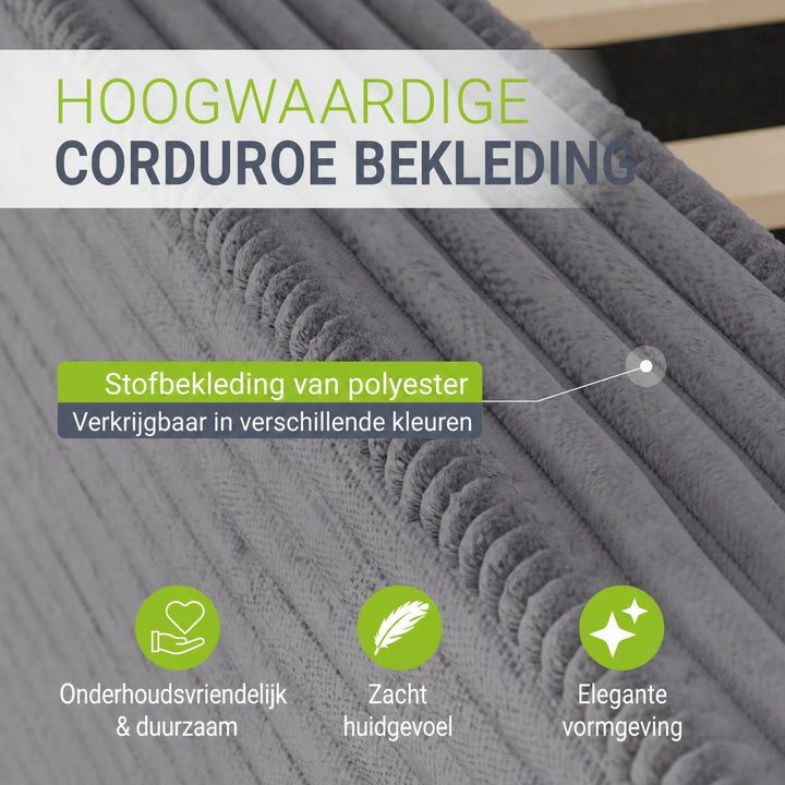 Gestoffeerd bed Salerno 180x200 cm – ribstof, beige