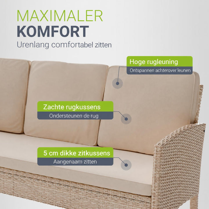 Wicker tuinset Turin – 6-delig voor 7 personen, incl. kussens