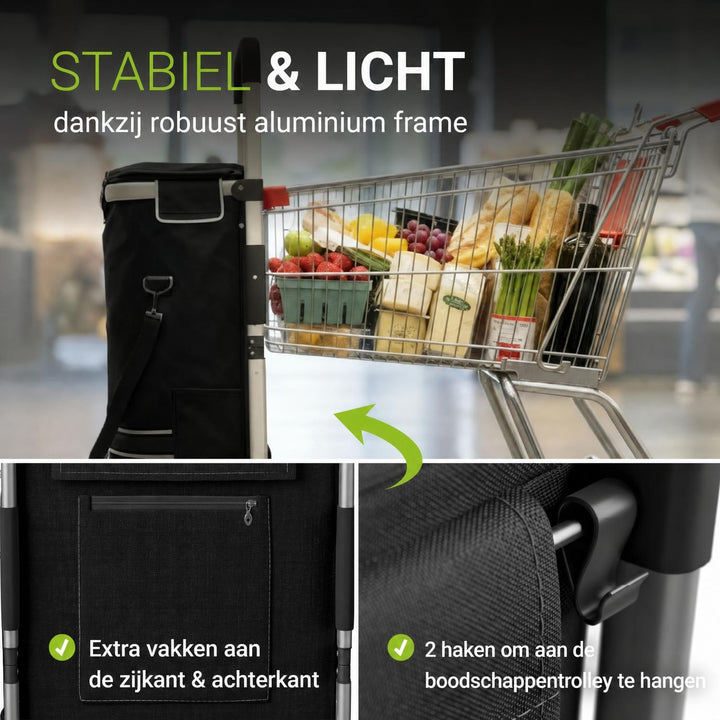 Boodschappentrolley met trapwielen – 56 liter, tot 30 kg