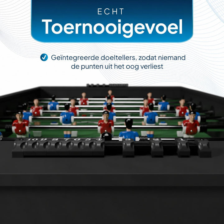 Voetbaltafel ProKick – zwart, met 4 ballen en scoreteller