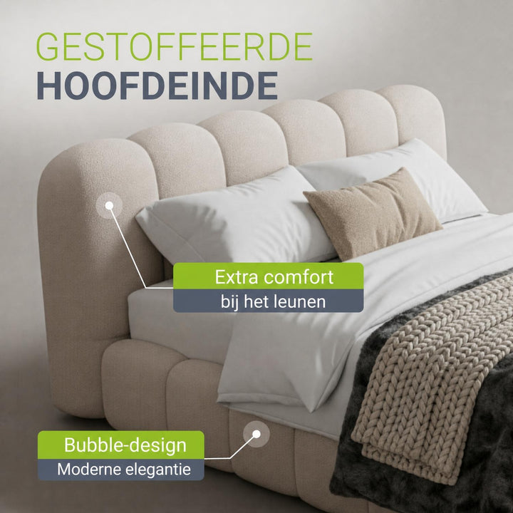 Gestoffeerd bed Catania 180x200 cm – bouclé met lattenbodem