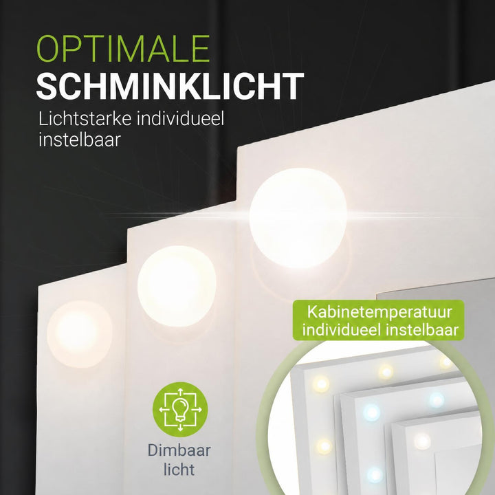 Kaptafel Lilia met LED-spiegel – 7 lades en opbergruimte