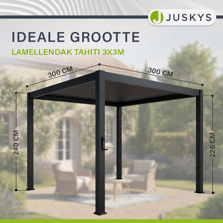 Pergola Tahiti 3 x 3 m met 1 zijwand