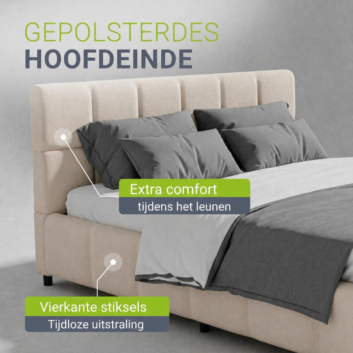 Gestoffeerd bed Florenz 180x200 cm – bouclé, tot 500 kg