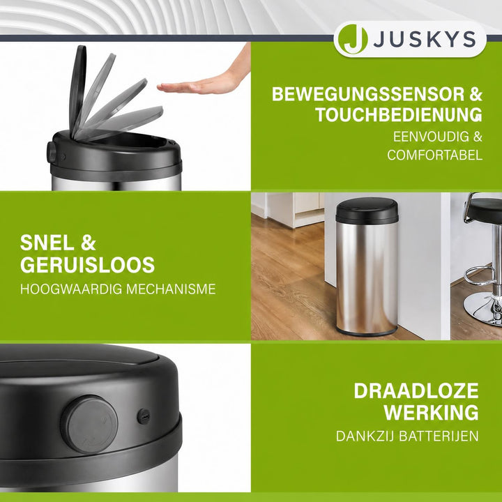 Ronde sensor prullenbak – automatisch deksel voor de keuken