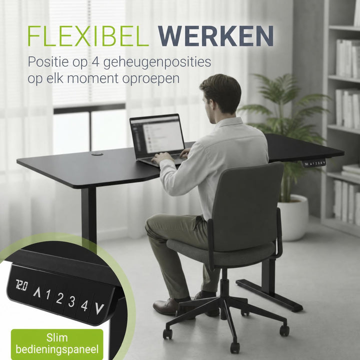 Bureau Office Stand 120x60 cm – elektrisch in hoogte verstelbaar