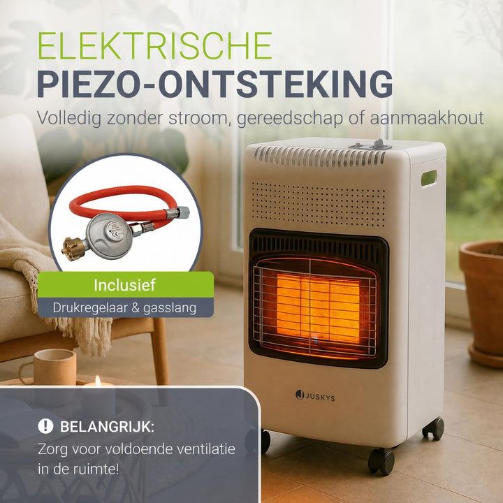Gaskachel GS42US – 4200 W, 3 standen, keramische branders