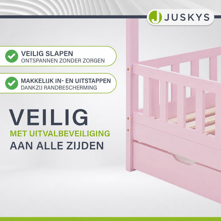 Kinderbed Marli 80x160 cm met bedlade – huisbed, wit