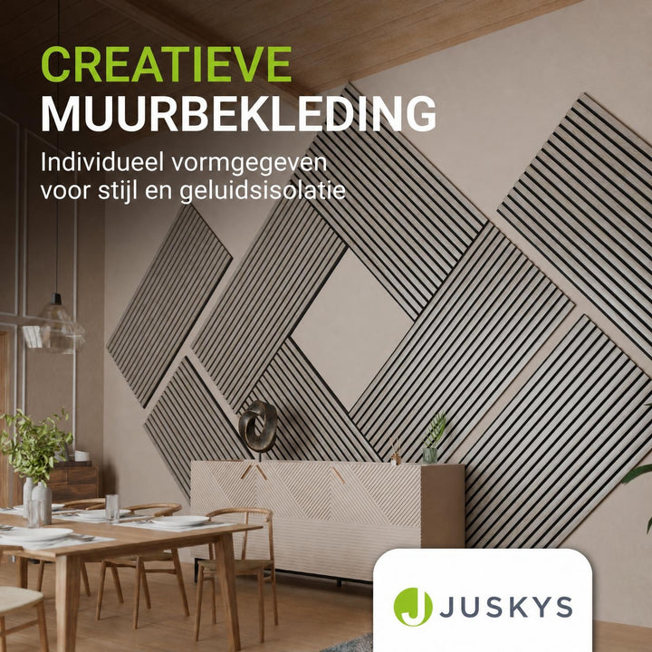Akoestische wandpanelen houtlook set van 4