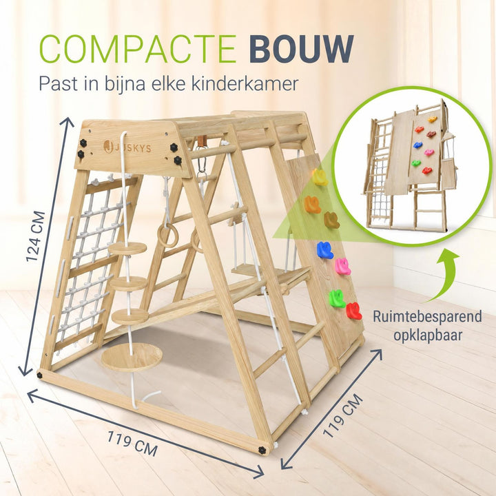 Indoor klimrek voor kinderen – met glijbaan, klimwand en ringen