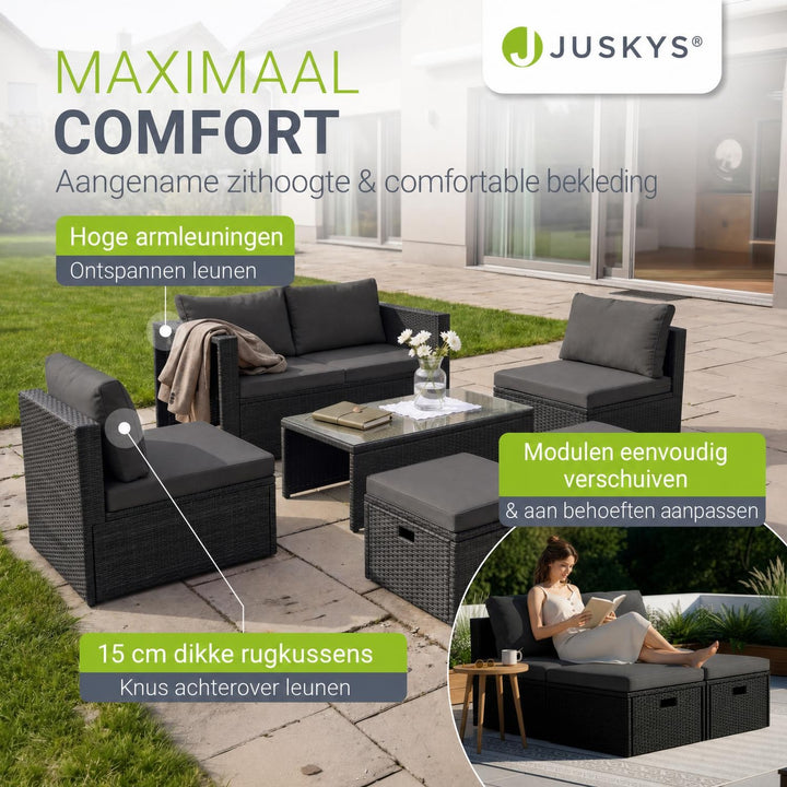 Wicker loungeset Salou – 6 personen, incl. kussens en tafel