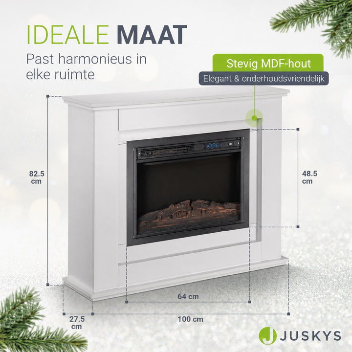 Elektrische haard met verwarming – vlameffect in meerdere standen