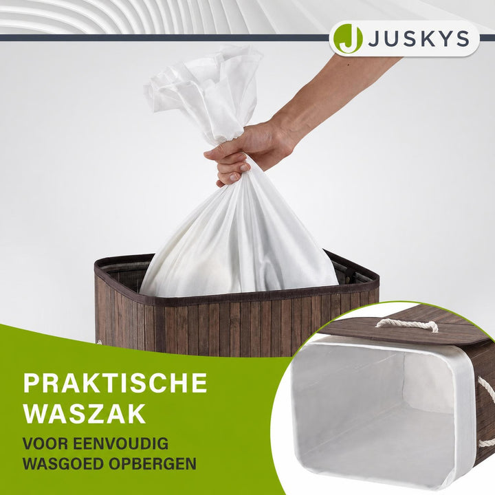 Bamboe wasmand Curly – 72 liter, met deksel en waszak