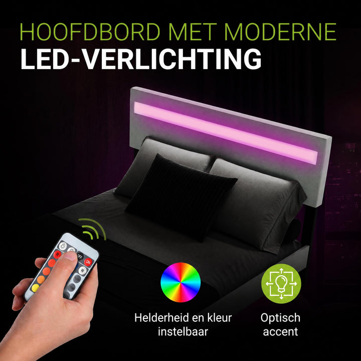 Zwevend bed Lissabon 140x200 cm – kunstleerlook met LED