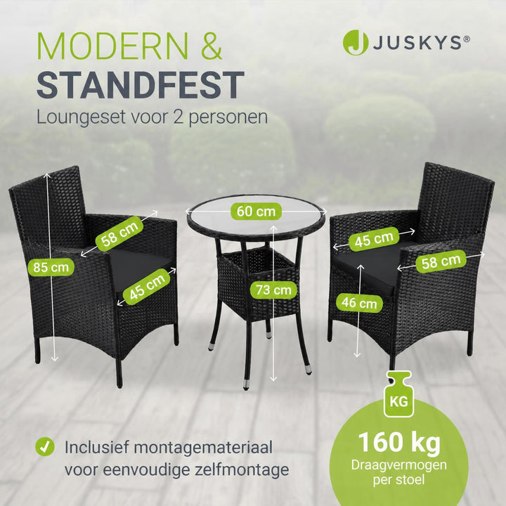 Wicker tuinset Bayamo – balkonset met tafel en 2 stoelen