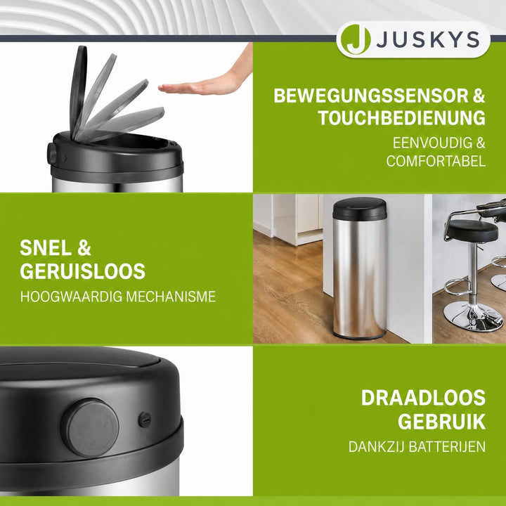 Ronde sensor prullenbak – automatisch deksel voor de keuken