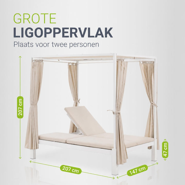 Dubbel loungebed Kreta – 2 personen, 140x200 cm, met dak