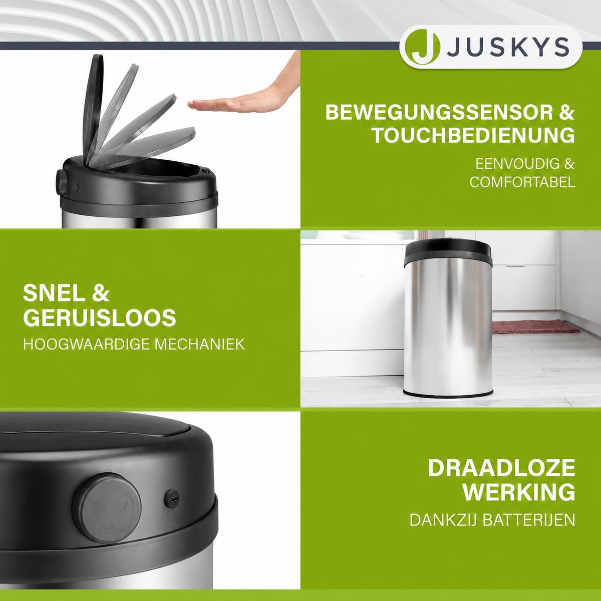 Ronde sensor prullenbak – automatisch deksel voor de keuken