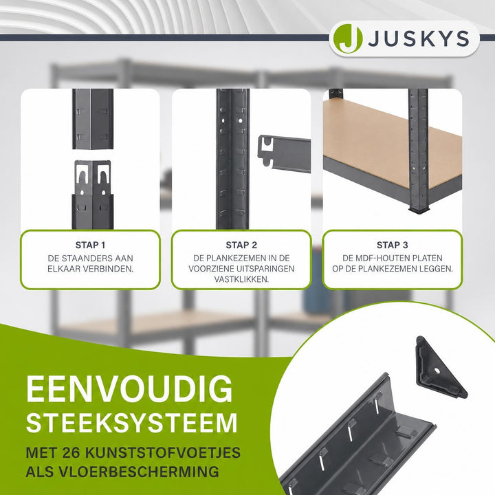 Metalen stellingkast set van 3 – Corner & 2x Basic, 15 planken