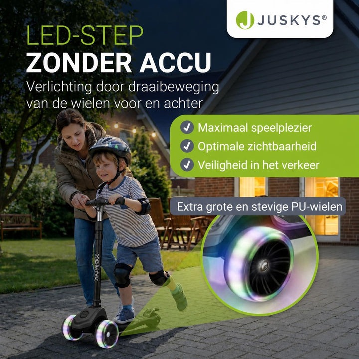 Kinderstep Lumox – LED-wielen, verstelbaar stuur, inklapbaar