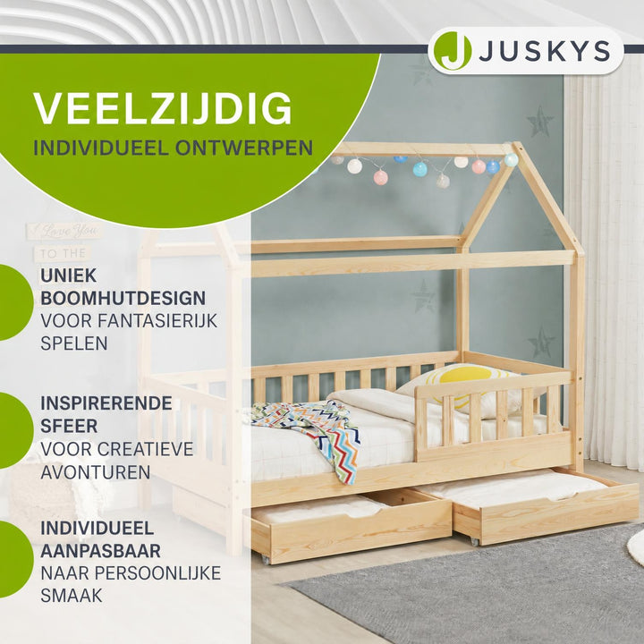 Kinderbed Marli 80x160 cm met bedlade – huisbed, wit