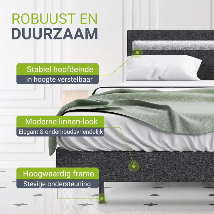 Zwevend bed Lissabon 140x200 cm – kunstleerlook met LED