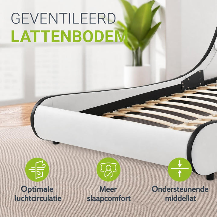 Gestoffeerd bed Valencia 140x200 cm – kunstleer met LED