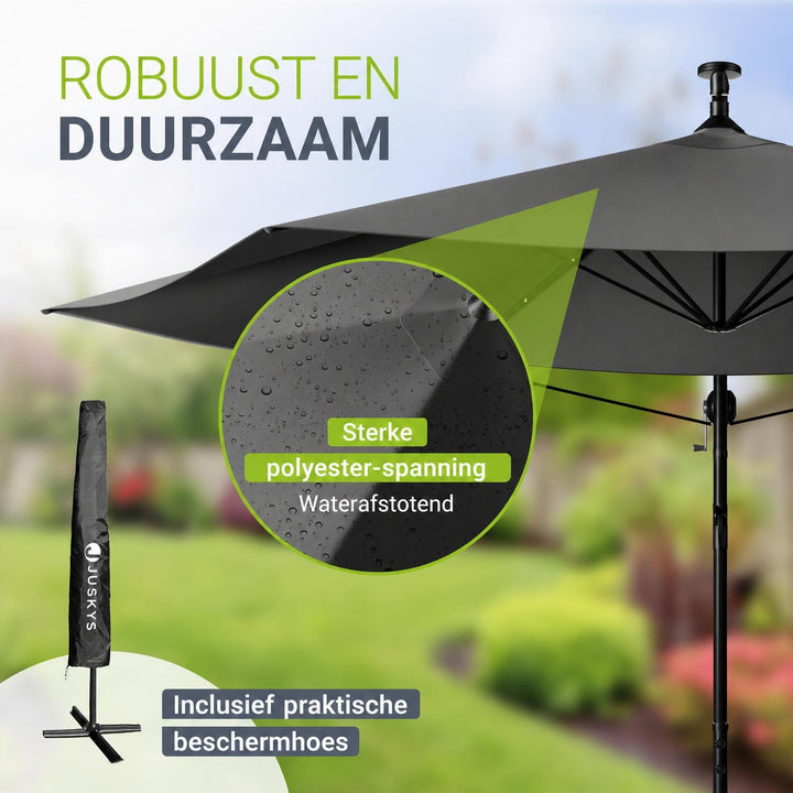 Zweefparasol Brazil 350 cm – met ledverlichting en voet