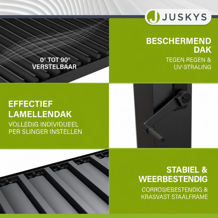 Pergola Tahiti 3 x 3 m met 1 zijwand
