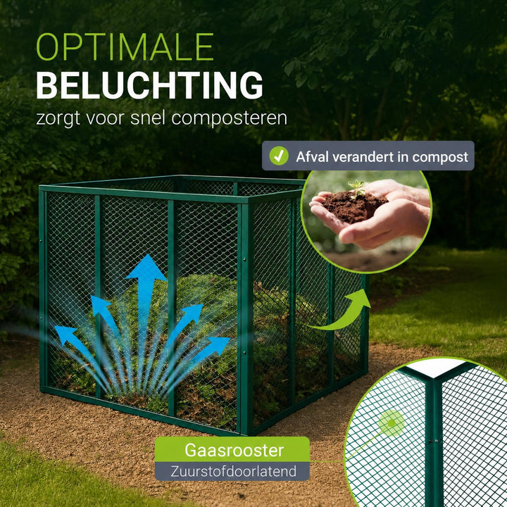 Metalen compostbak – 450 of 800 liter, voor tuin- en keukenafval