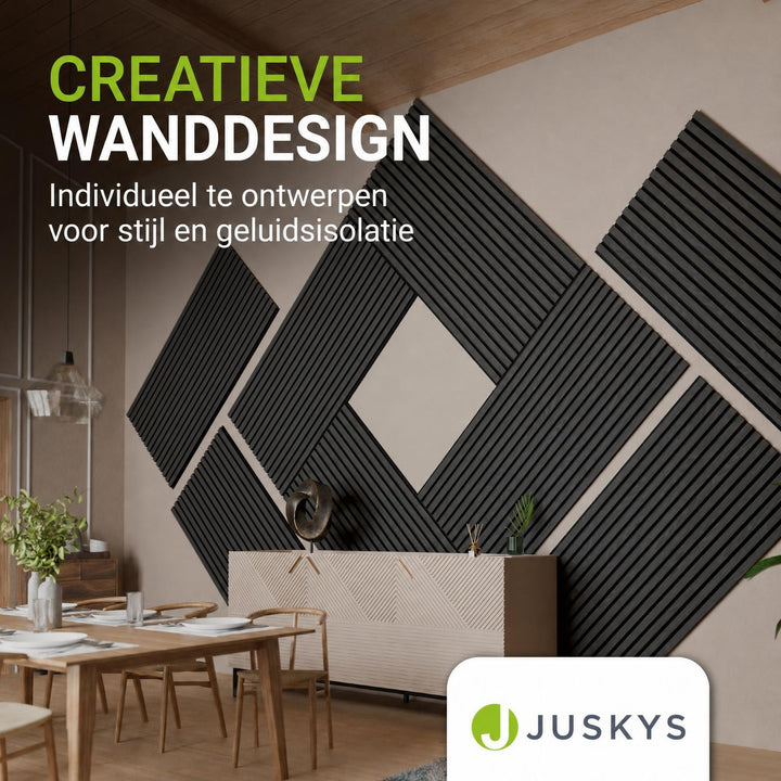 Akoestische wandpanelen houtlook set van 4