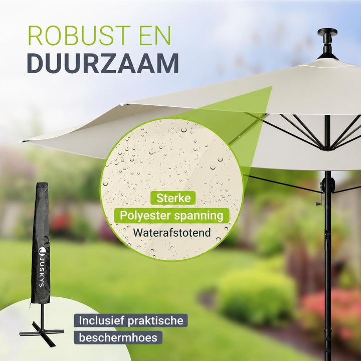 Zweefparasol Brazil 350 cm – met ledverlichting en voet