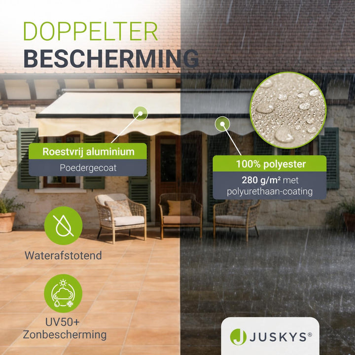 Knikarmscherm met zwengel – 250x200 tot 400x300 cm