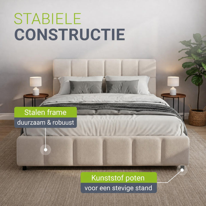 Gestoffeerd bed Florenz 180x200 cm – bouclé, tot 500 kg