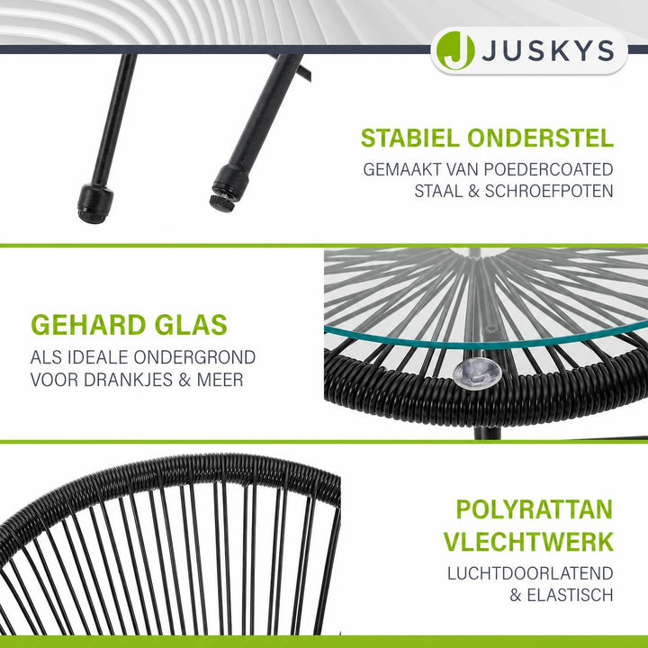 Balkonset Ostana – 3-delig, tafel en 2 loungestoelen