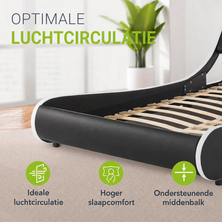 Gestoffeerd bed Valencia 140x200 cm – kunstleer met LED