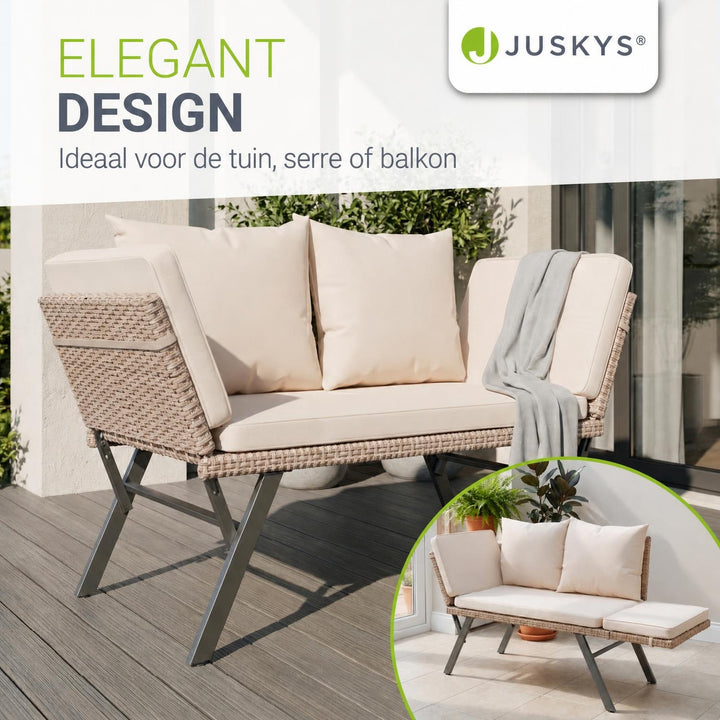 Wicker tuinbank Calvia – 2-in-1 bank en ligbed, 2-3 personen