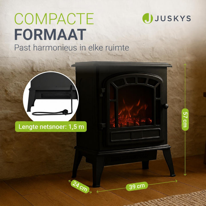 Elektrische haard 2000 W – vlameffect, 2 verwarmingsstanden