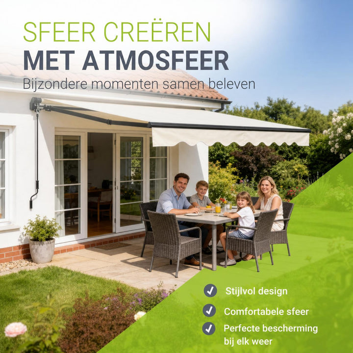 Knikarmscherm met zwengel – 250x200 tot 400x300 cm